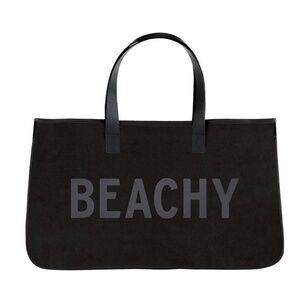 Black Canvas Tote - Beachy (Canvas & Genuine Leather) - New